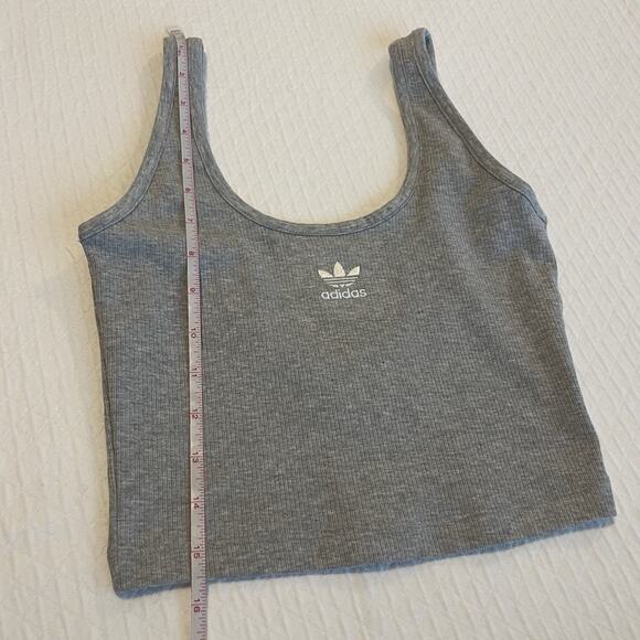 Adidas Originals Rib Crop Tank Top Athletic Sports Workout Layering Shirt Sz XS - Picture 6 of 9